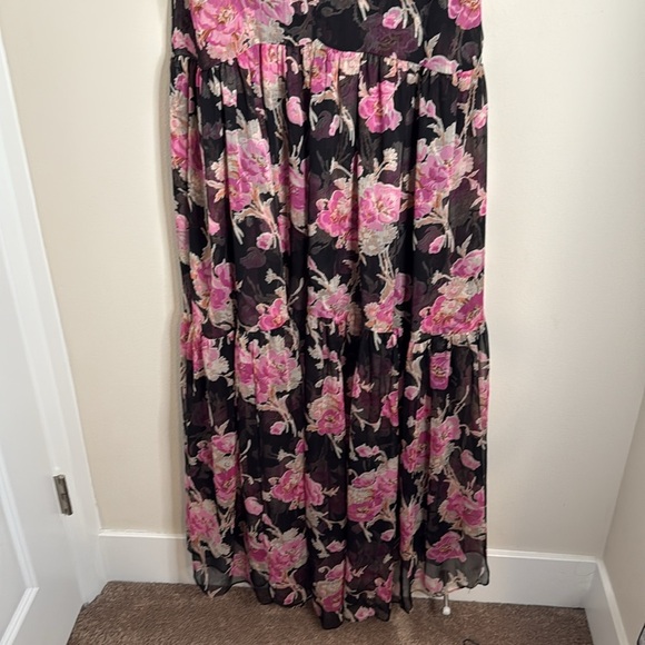 Misa Tie Back Floral Lace Maxi Dress Sheer Size M/L - Picture 6 of 7